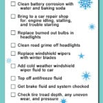 infographic of winter car care and safety checklist.