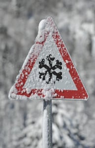 Image of road sign - warning, snow zone