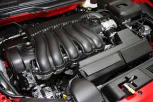 image of clean, new modern car engine.