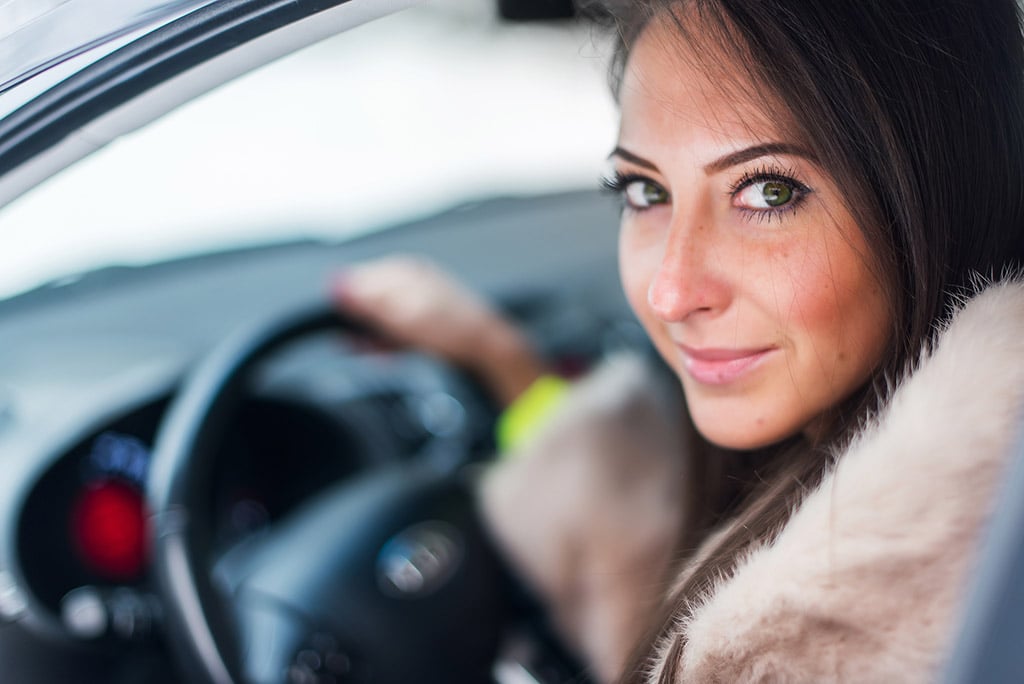 Woman driving car