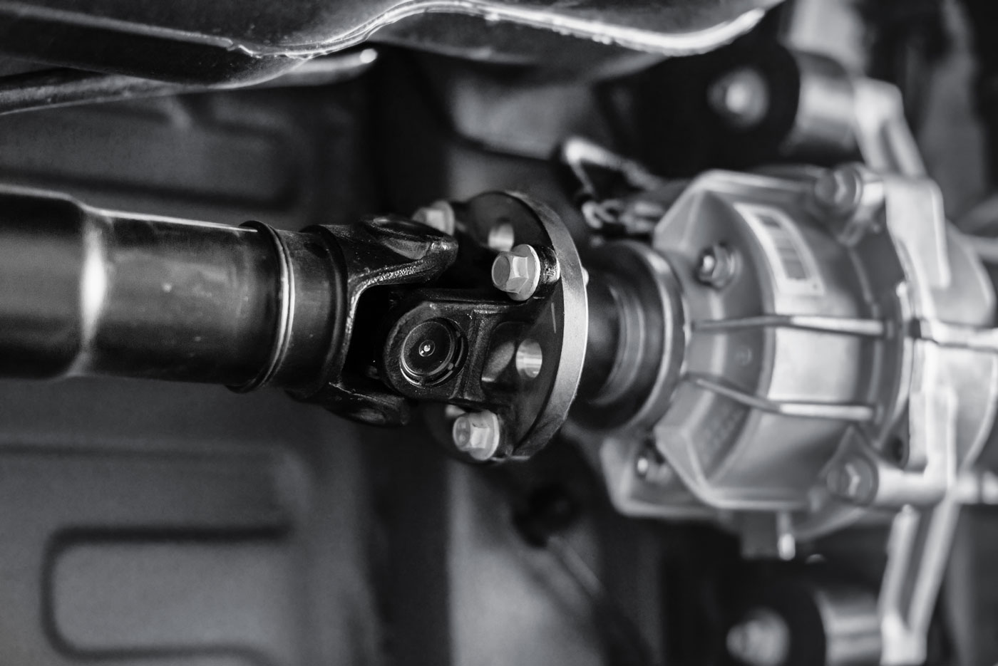 image close up car driveshaft assembly